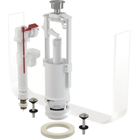 Kit di montaggio per cassetta di scarico in ceramica con pulsante di avvio/arresto cromato (1/2)
