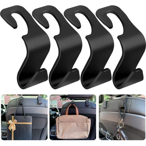 4 ganchos de almacenamiento para coche, ganchos de plástico para el reposacabezas del asiento trasero del coche, ganchos de almacenamiento para el asiento del coche (1/5)