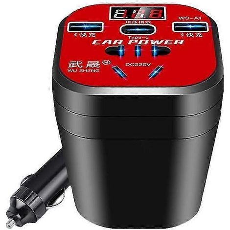 Convertisseur universel pour véhicule, chargeur de prise numérique pour voiture et camion avec écran, type tasse, M9Y3 (1/5)
