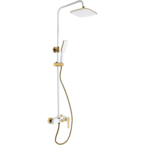 Brausegarnitur, Weißes Gold Duschset Drei Wandmontiertes Regenfall-Duschsystem Wasserauslassmodi Duschsystem Inklusive Handbrause Höhenverstellbar Für Den Innenbereich Häusern, Hotels