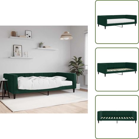 Sofá cama verde oscuro - vidaXL Sofá cama con colchón terciopelo verde oscuro 100x200 cm - Sofá cama moderno