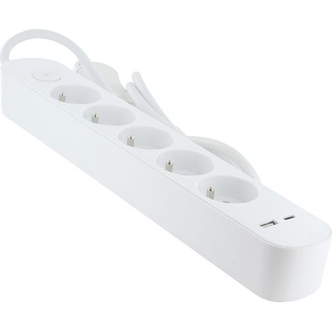 Bloc multiprise 5x16A USB-A+USB-C - câble 1,5m - Chacon (1/4)