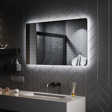 SONNI LED BadSpiegel Bad mit beleuchtung Badezimmer Wandspiegel automatischem Anti-Beschlag 100x60cm energiesparend IP44 (1/5)