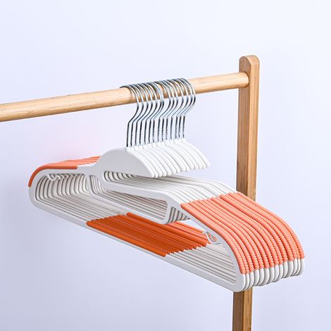 Cintres en plastique, paquet de 20, cintres en plastique non marquants, cintres multi-usages antidérapants et non marquants, orange et blanc (1/5)