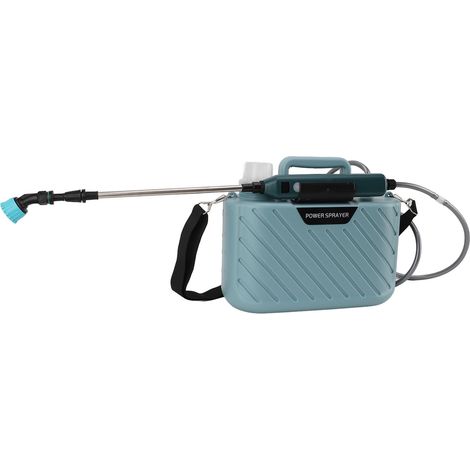 Pulvérisateur électrique pour plantes, alimenté par batterie, 5 L, avec 3 buses, lance rétractable et bandoulière réglable. Idéal pour le jardin et la pelouse (bleu). (1/5)