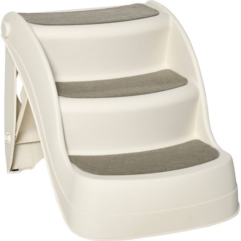 Scaletta per Cani e Gatti Pieghevole 3 Gradini Antiscivolo 49x38x38 cm in Polipropilene Beige (1/5)
