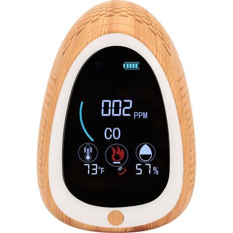 Luftqualitätsdetektor mit Temperatur- und Feuchtigkeitsalarm für Innenräume, 5 V DC, 2 A, eingebauter Akku (1/5)