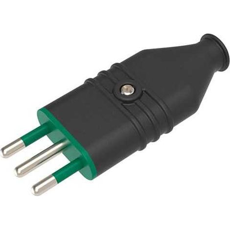 Spina antischiacciamento 10A 2P+T IN PVC Colore Nero