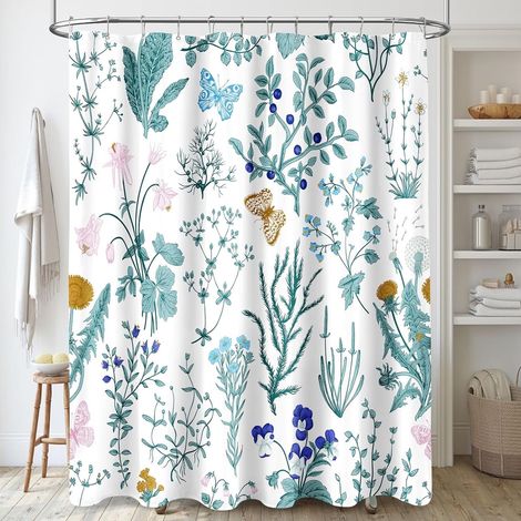 Rideau De Douche - Polyester Imperméable - Motif Floral - 180 X 180 Cm - 12 Anneaux - 1 Pièce (1/5)