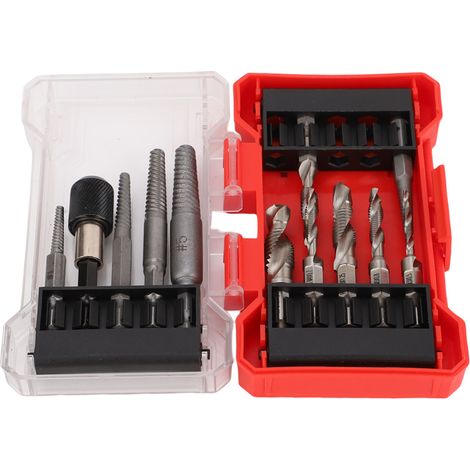 Coffret 11 pièces extracteurs de vis endommagées avec tarauds adaptateur rallonge queue hexagonale 1/4 pouce boîte rangement (1/5)