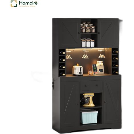 Buffet noir en mdf avec rangement et port USB 105 x 40 x 180 cm HOMAIRE (1/5)