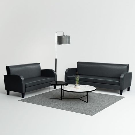 Lot de 2 Ensemble de Canapé,Banquettes cuir synthétique noir FGYH16904 (1/5)