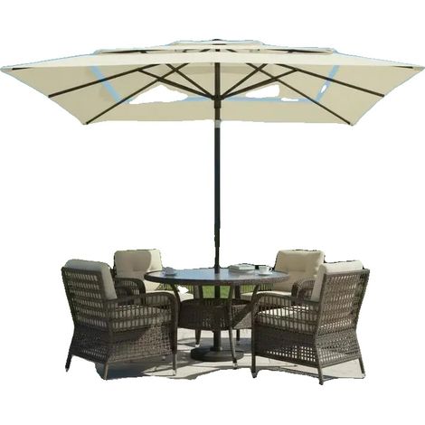 Parasol, Poteau en Aluminium, Résistant aux UV, 250 x 250 x 246 cm-e (1/2)