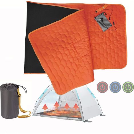 Fodera riscaldata per sacco a pelo Coperta riscaldata portatile con 3 impostazioni di calore, 5 zone di riscaldamento per campeggio, escursionismo, tappetino riscaldante elettrico USB per tenda (1/5)