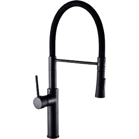 Design Armatur Einhebelmischer Siena mit Schlauchbrause - Schwarz-Seidenmatt