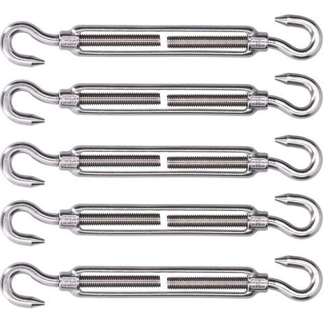 Beschläge für Sonnensegel, Haken-Haken-Spannvorrichtung aus rostfreiem, verstellbarem Bungee-Seil zur Einstellung der Spannung für die Befestigung (M4) (1/5)