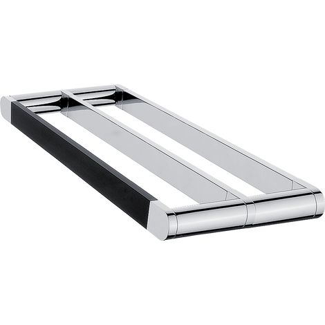 Porte-serviettes 2 Barres Fixes, L. 42.5 Cm, Noire Mate et Chrome, Nava Nimco (1/2)
