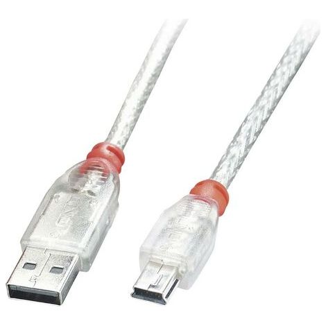 LINDY Câble USB USB 2.0 USB-A mâle, USB-Mini-B mâle 0.20 m transparent 41780 C169051 (1/4)