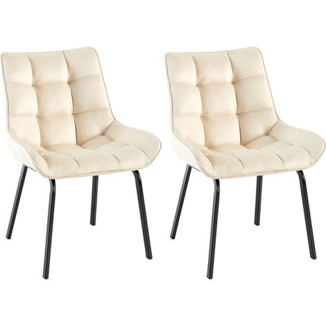 2er Set Esszimmerstuhl Saranda creme Samt