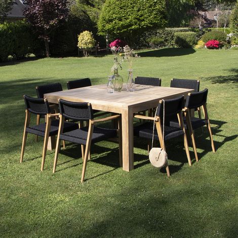 Salon de jardin en teck massif et cordage 8 places (1/5)