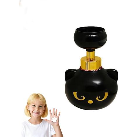 Niedlicher Schaumseifenspender in Katzenpfotenform, nachfüllbare Seifenpumpe in schwarzer Katzenform, automatischer Seifenspender für Bad und Küche, Halloween- und Partydekoration – AquaForge (1/5)