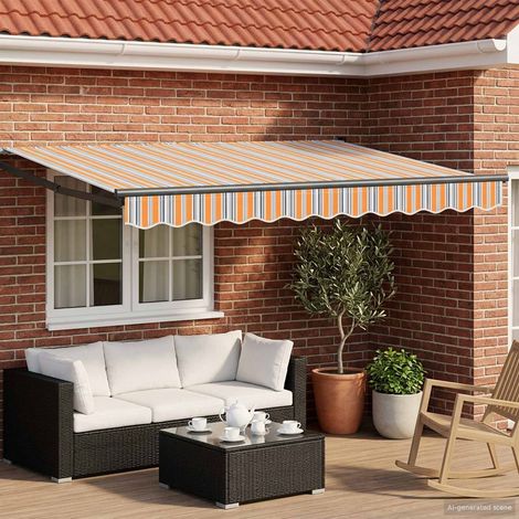 Toldo Retráctil Eléctrico Azul y Naranja 3 x 2,5 m