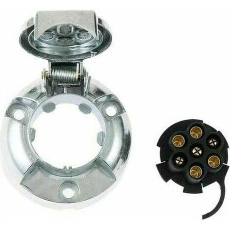 Prise remorque 7 broches métal - - Adaptateur 12V - Étanche - Boîtier aluminium - Broches cuivre pur (1/4)