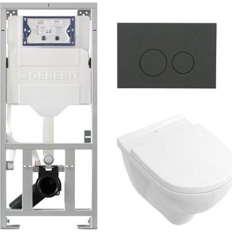Villeroy & Boch O.novo ensemble de WC avec réservoir encastré Geberit avec cuvette suspendue à chasse profonde blanche abattant soft close et plaque