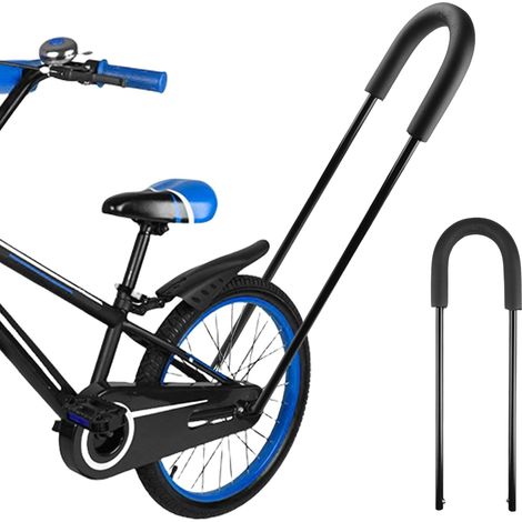 Barre de Poussée pour Vélo, Poignée de Poussée d'apprentissage de Vélo, Barre de Poussée D'équilibre, Accessoires Auxiliaires de Cyclisme, Poignée de Sécurité pour Vélo pour Enfant, Noir (1/4)