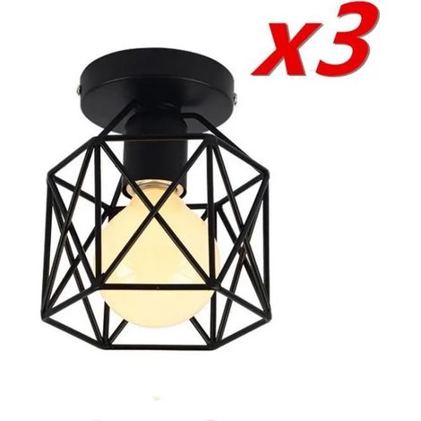 Yowei 3PCS Lampe Plafonneir Indutrielle en Fer Forgé Lustre Plafonnier en Carré Style Vintage pour Salon Chambre Cafe Bar (1/4)