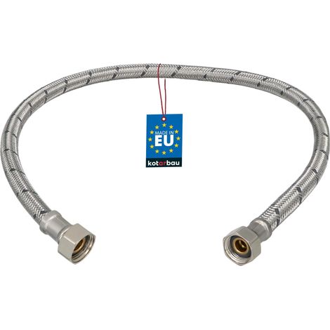 KOTARBAU® Flexible Robinet 3/8"x3/8" - Tuyau Robinet 60cm - Acier Inoxydable - Rallonge Robinet Cuisine Flexible - Tuyau Robinet Cuisine Flexible - Tuyau Flexible Plomberie - Argent (1/4)