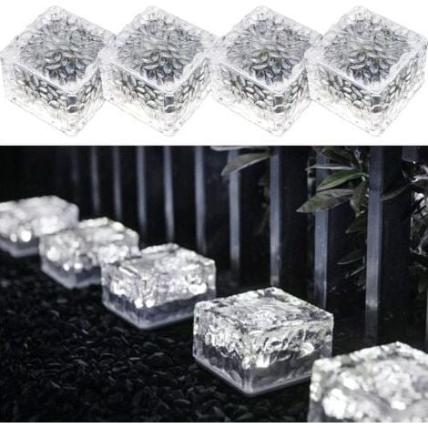 4-Pack PVC Solar Tile Lights with Cool White Light, LED Solar Tile Lights with Light Sensor, On/Off Solar Lights for Outdoor Lawn, Pathway and Garden Decoration MUMU (1/4)