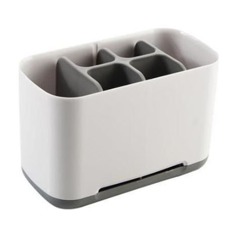Porte-brosse à dents et porte-dentifrice, compatible avec les brosses à dents électriques et classiques, lot de 2, rangement de salle de bain amovible gris (1/2)