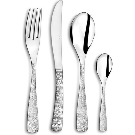 PRADEL ESSENTIEL - Coffret 24 couverts de table pour 6 personnes - Ethnic - Acier inoxydable 18/0, Finition Brillante (1/5)