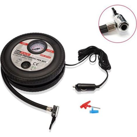 Compresseur d'air portable, gonfleur de pneus 12 V CC, avec manomètre analogique (1/4)