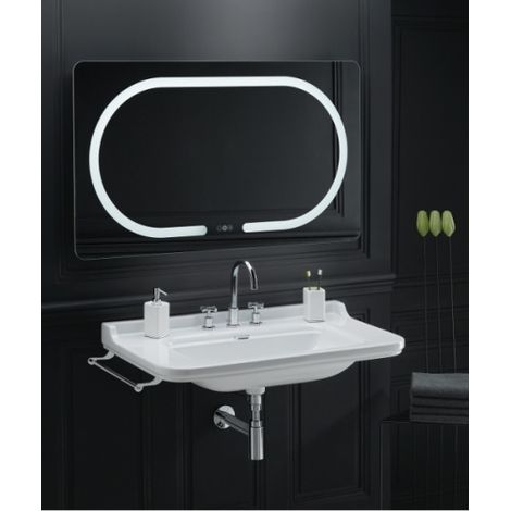 Cristina Ondyna – Lavabo sur colonne céramique blanche 1000mm – Monotrou percé 1 trou – Finition brillante – Trop plein – WD10055 (1/5)
