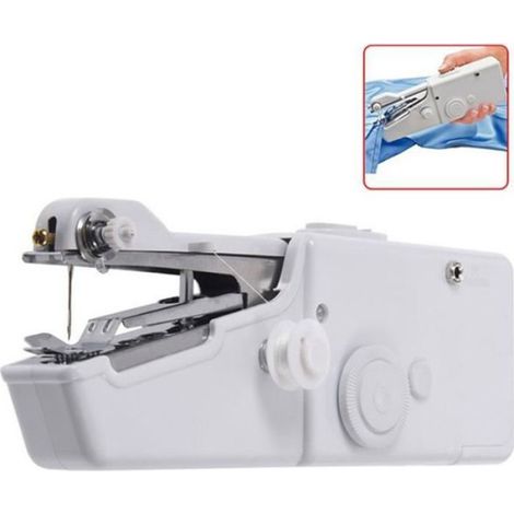 Mini Machine A Coudre - Electrique Portable - Pour Réparations Rapides À La Maison Ou En Voyage - 21 x 6,5 x 3,5 cm - Blanc (1/4)