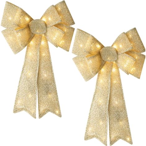 2 pçs natal led arcos dourados grandes arcos de guirlanda de natal ornamentos de árvore led para decoração de casa de natal, 54cm x 39cm (1/5)