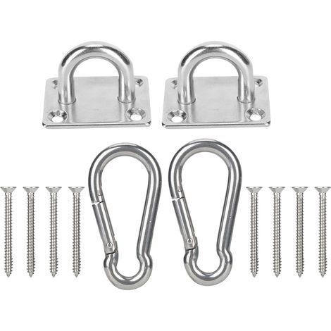 Plaque d'ancrage en acier inoxydable pour hamac, anneau de fixation toiture et sandows de suspension (1/5)