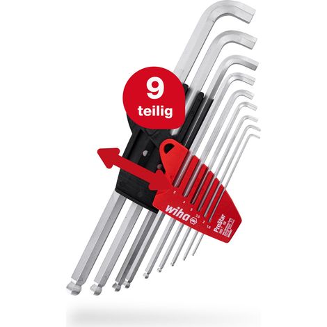 Wiha Stiftschlüssel Set mit ProStar Halter (35481) 9tlg.  Innensechskant Satz KugelkopfInnensechskantschlüssel klein 1,5/ 2/ 2,5/ 3/ 4/ 5/ 6/ 8/ 10