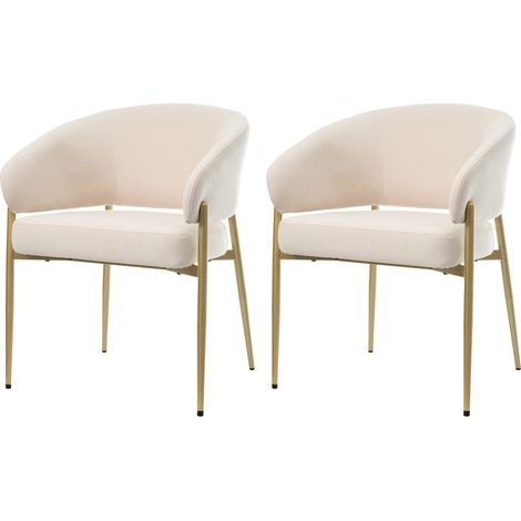 2er-Set moderne Esszimmerstühle,48x45x78cm, runde Rückenlehne, Metallbeine, Samtbezug, für Büro, Esszimmer, Wohnzimmer, Küche, Schlafzimmer, Beige