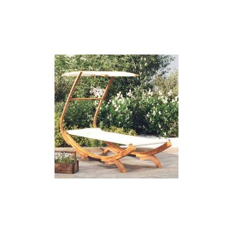 Lit repos avec auvent 100x190x134 Bois courbé massif Crème (1/5)