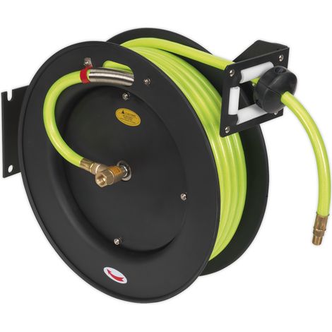 Sealey 15m Retractable High-Visibility TPR Air Hose with Metal Reel 10mm ID SA841HV (1/2)