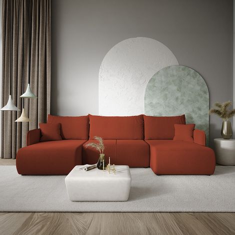 U-Sofa 5-sitzig umbaubar Truhe Claudio Bordeaux