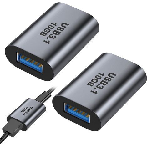 Adaptateur USB C Femelle Vers USB Femelle, 2 Pièces 10Gbps USB A Fem elle Vers USB C Fem elle, Adaptateur Type C Feme lle Vers A Fe melle, pour Laptop PC Synchronisation des Données et Recharge (1/5)