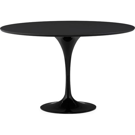 Table ronde LOUKA bois noir et pied en alu noir – Ø120cm (1/2)