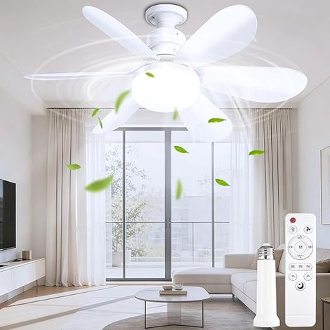 Ventilateur de Plafond avec Éclairage et Télécommande, 3 Vitesses, Éclairage LED 50CM avec Protection d'Urgence, Réglable, Minuteur, 3000K-6500K Silencieux Idéal pour Salon ou Chambre - KZQ (1/5)