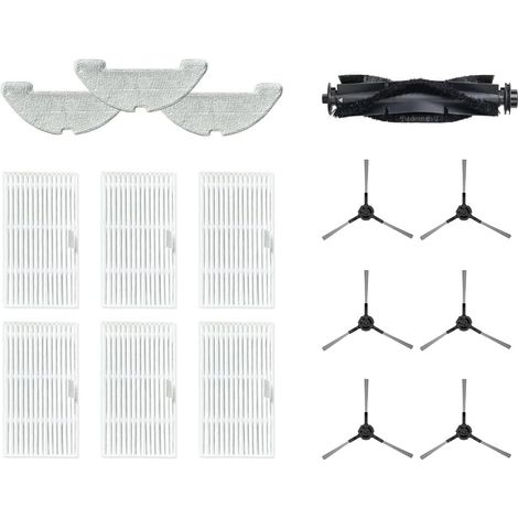 Proscenic Accessoires pour robot aspirateur Q10/Q20 Plus (1 brosse principale, 6 brosses latérales, 6 filtres HEPA, 3 chiffons de nettoyage)