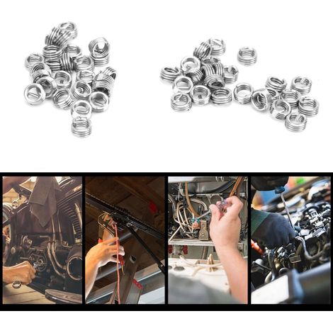 50 Pièces Filetage Métallique Insert Acier Inox Réparation Trous Vis US 2‑561D Kit (1/5)