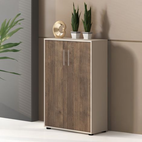 Armario Multiuso 2 Puertas Parabita, 2 Estantes, 2 Puertas, 3 Compartimentos, 79x118h cm Beige (1/4)